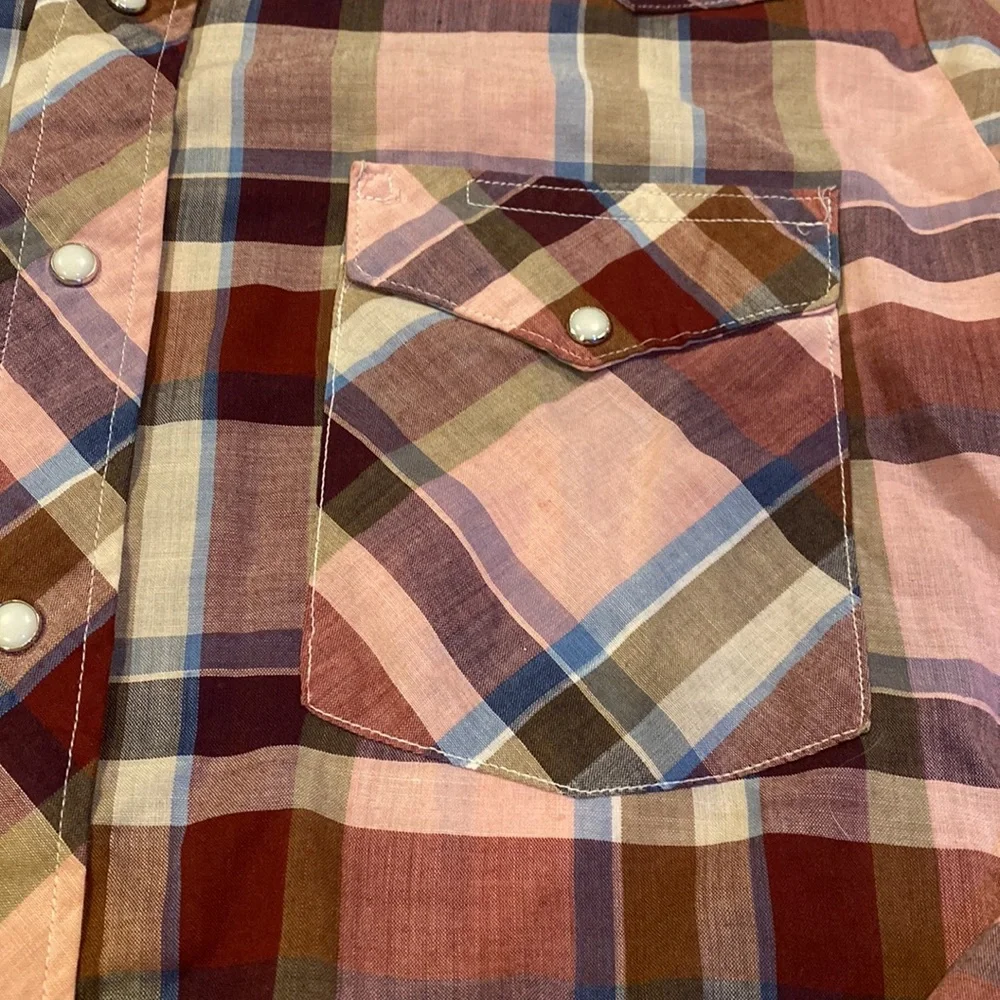 Wrangler Long Sleeve Pearl Snap Western Shirt L Made in the USA - Picture 6 of 12